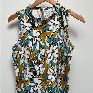 Anthropologie t.la Floral Sleeveless Top with Ruffle NeckTank small